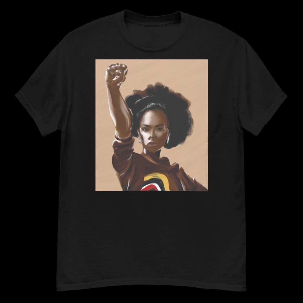Powerful Black Woman with fist T shirt Men Women